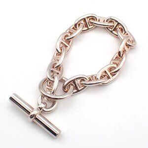 HERMES Chaine D'ancre MM Chain Bracelet Sterling Rose Gold 14 Link 371LC543